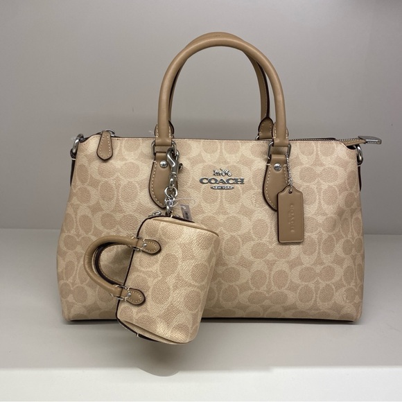 Coach Mini Rowan Satchel Bag Charm In Signature Canvas CX068 - Picture 8 of 9